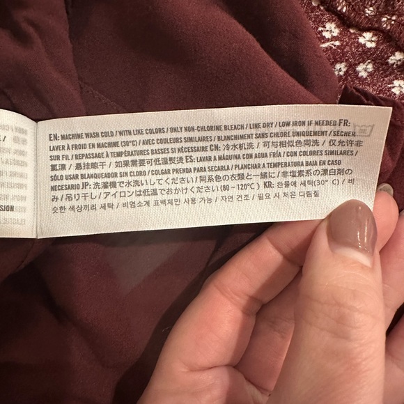 Abercrombie & Fitch Burgundy Floral Long Sleeve Wrap Dress – Size S - Picture 6 of 7